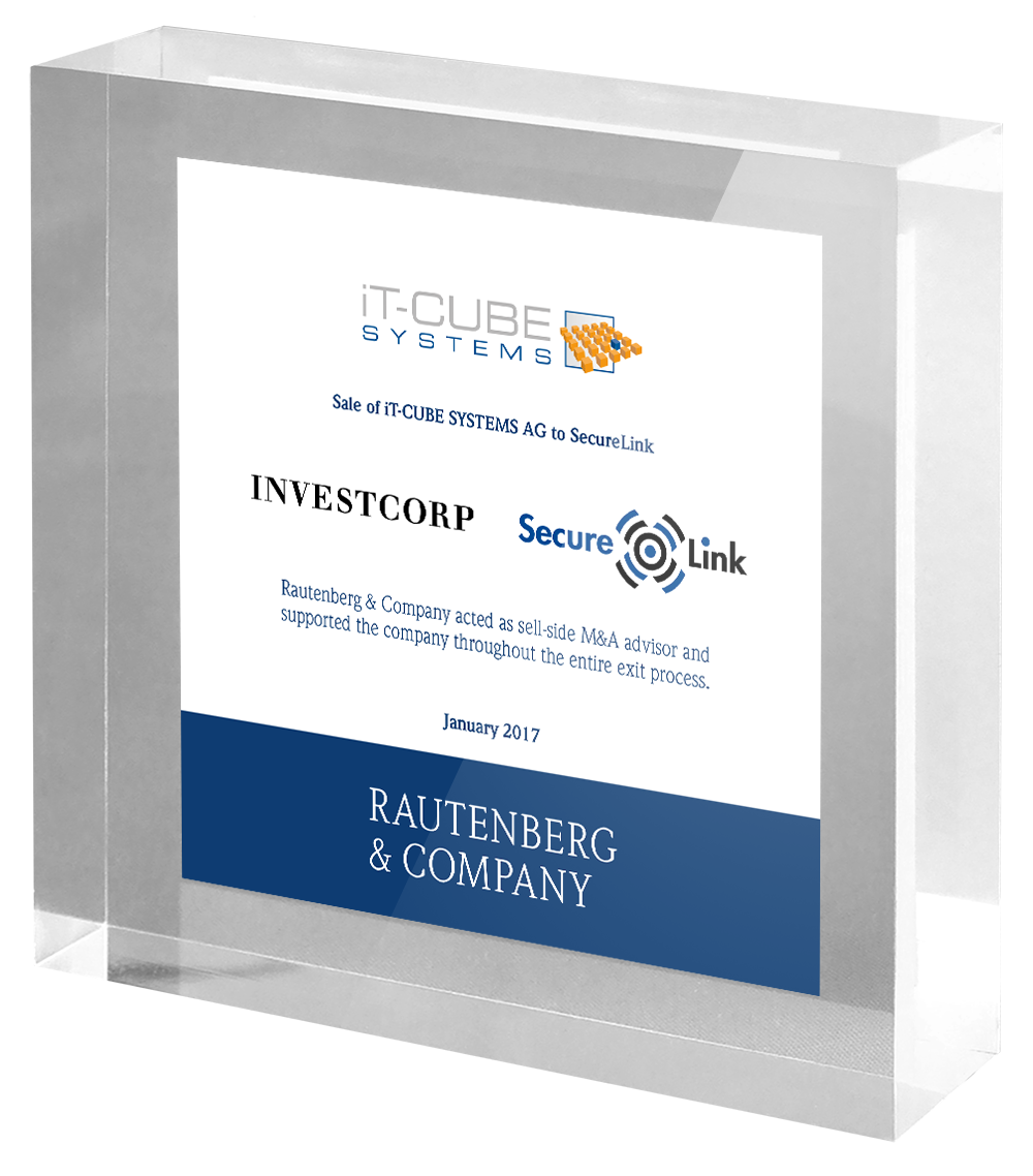  Rautenberg & Company advises iT-CUBE SYSTEMS on the acquisition by SecureLink / Investcorp.