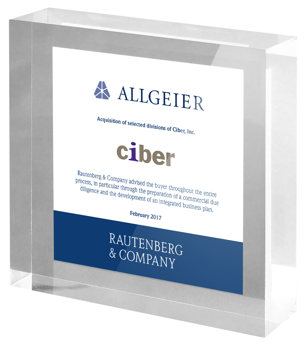  Rautenberg & Company advises Allgeier SE on the acquisition of selected divisions of Ciber, Inc.