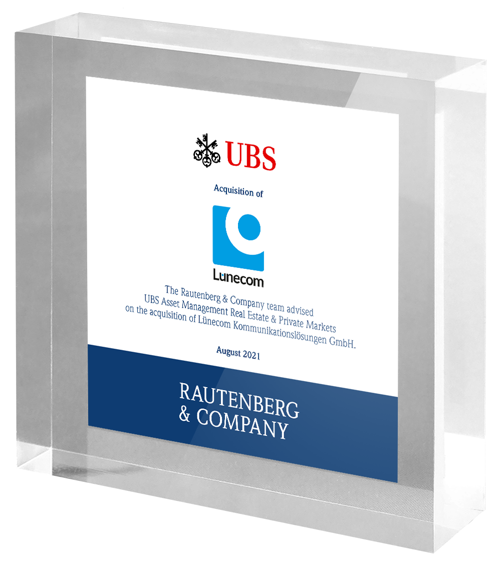 Rautenberg & Company advises UBS-AM on the acquisition of Lünecom.